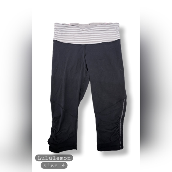 Lululemon Legging Womens Medium Black Athletic Running Jogging Capri Casual - Picture 1 of 3
